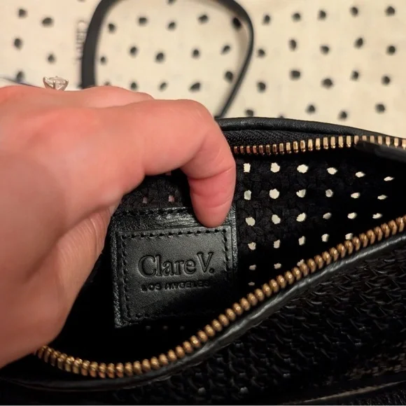 Clare V Petit Moyen Black Rattan Messenger Bag - Picture 8 of 9